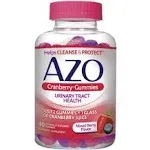 Azo Cranberry Urinary Tract Health Gummies Dietary Supplement 2 Gummies = Glass Cranberry Juice Helps Cleanse Protect Natural Mixed Berry Flavor