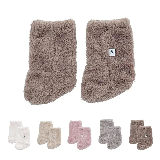 Konny Baby Fluffy Cozy Fleece Winter Booties for Infant (Brown) - Valentine's Day Gifts, Foot warmer for Newborn Babies