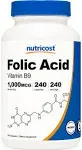 Nutricost Folic Acid 1000 mcg 240 Capsules