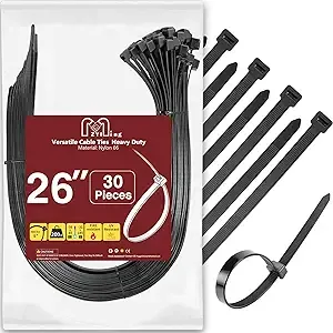 Zip Ties Heavy Duty 200 lb 30 Inch, Extra Long Cable Ties Wide Plastic Ties Large Industrial Cable Wire Tie Wraps Outdoor Use 30 Pieces