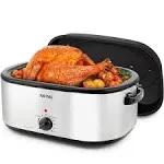 22 Qt Electric Roaster Oven with High-Dome & Self-Basting Lid, Stainle