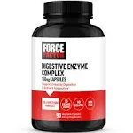 FORCE FACTOR Digestive Enzymes Complex to Support Digestive Health, Gut Health, and Provide Bloating Relief for Women and Men, Full-Spectrum 10 Digestive Enzymes, Non-GMO, 90 Capsules