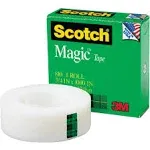 Scotch Magic Tape 3/4 inch x 1000 inch 1 inch Core Clear