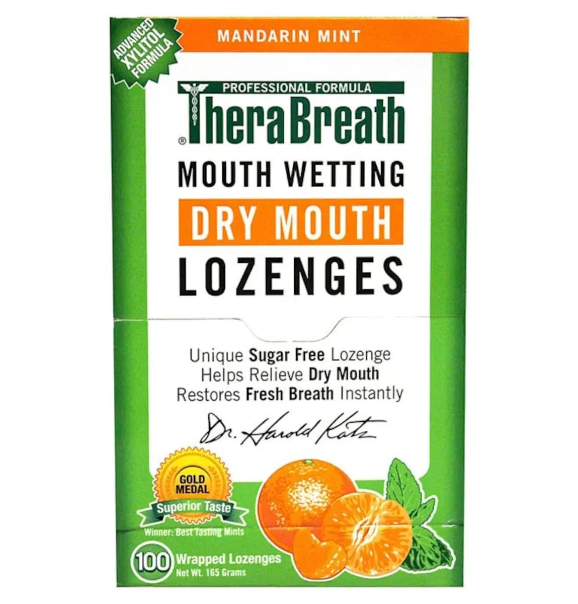 TheraBreath Dry Mouth Mandarin Mint Lozenges, 100 Count