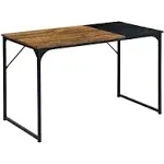 Furniturer 39.4" Home Office Table Simple Computer Desk Laptop PC Writing Sturdy Metal Frames for Study Room, Brown&Black