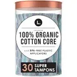 L. 100% Organic Cotton Core Tampons (30 ct)