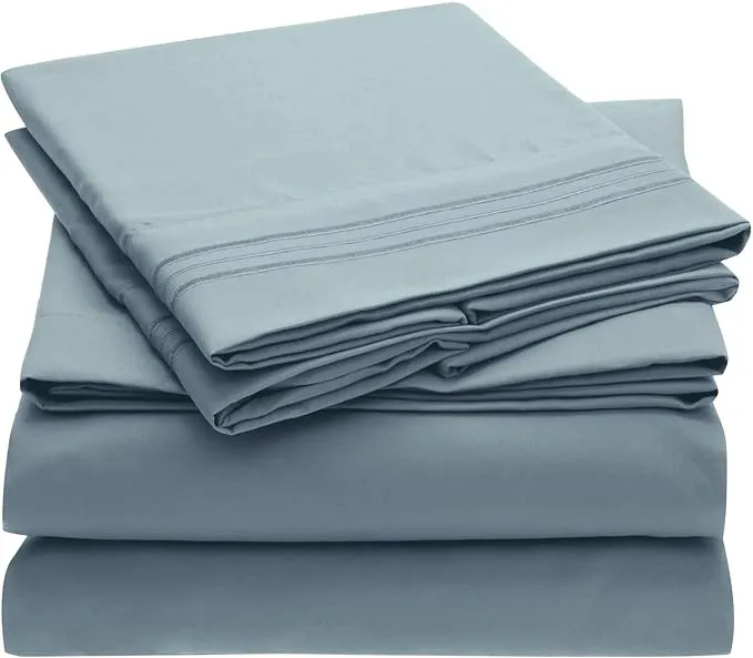 Mellanni Sheet Set Iconic Hotel Luxury Brushed Microfiber, Deep Pocket Sheet, 4 Piece Queen White