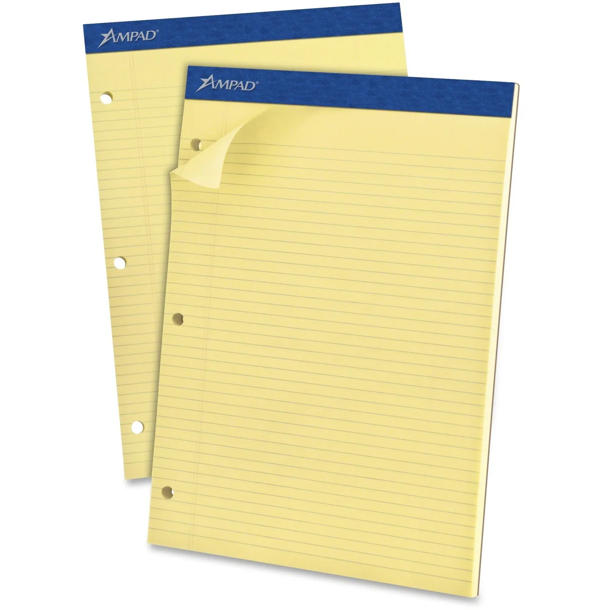 Double Sheet Pads, Narrow Rule, 100 Canary-Yellow 8.5 x 11.75 Sheets