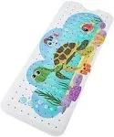 Tubozadi Bath Mat for Tub for Kids Bathtub Mat Baby Non Slip Shower Mat Extra Long 40X16 Inch Toddler Anti Slip Bathroom Bath Tub Mat with Suction Cups & Drain Holes (Sea World)