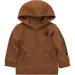 Carhartt Boys' Long-Sleeve Half-Zip Hooded Sweatshirt, Brown, 12 Months