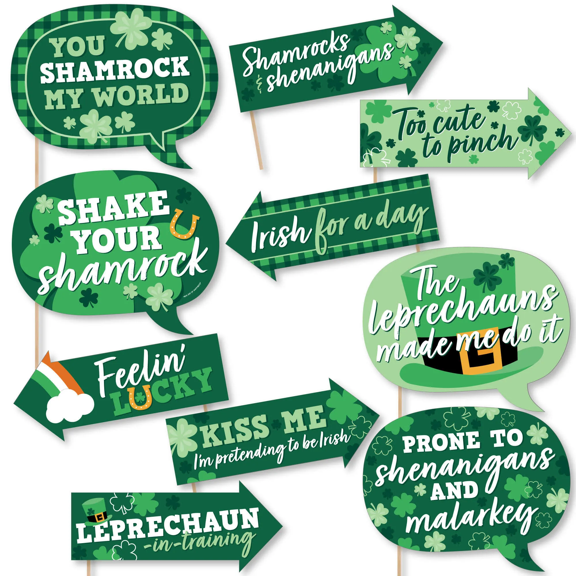 "Funny Shamrock St. Patrick's Day - Saint Paddy's Day Party Photo Booth Props Kit - 10 Piece"