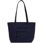 Vera Bradley Small Trimmed Vera Tote Classic Navy Microfiber Purse Handbag