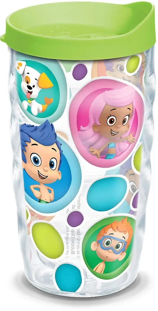 Tervis 1141955 Nickelodeon - Bubble Guppies Tumbler with Wrap and Lime Green Lid 10oz Wavy, Clear