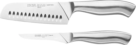 Chicago Cutlery Insignia Steel 2-Piece Knife Set With Guided Grip, Stainless Steel Blades and Handles For Home Kitchen and Professional Use