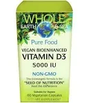 Whole Earth & Sea from Natural Factors, Vitamin D3 1000 IU (25 mcg), Whole Food Supplement, Vegan, 90 Capsules