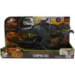 Jurassic World Toys Camp Cretaceous Slash ‘N Battle Scorpios Rex Dinosaur Action Figure Toy, Roar, Slash & Tail Whip Motions