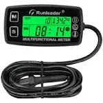 Digital Tachometer Hour Meter Engine Thermometer Alarm RPM and Time, Backlit Display Suitable for Lawn Tractor Compressor Generator Snowmobile Ship