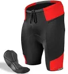 Aero Tech Designs | Men's Gel Touring Bike Shorts | Innovative Mesh Pockets | Medium | Red