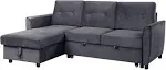 Hudson Dark Gray Velvet Reversible Sleeper Sectional Sofa With Storage Chaise