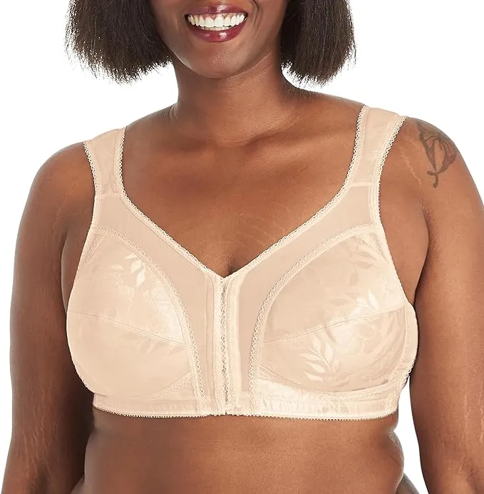 Playtex Women's 18 Hour 4695 Front-Close Wireless Bra with Flex Back, Full Coverage Bra, Cushioned Straps