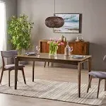 Alma Mid-Century 6-Seater Dining Table Rubberwood with Walnut Veneer - Natural Walnut