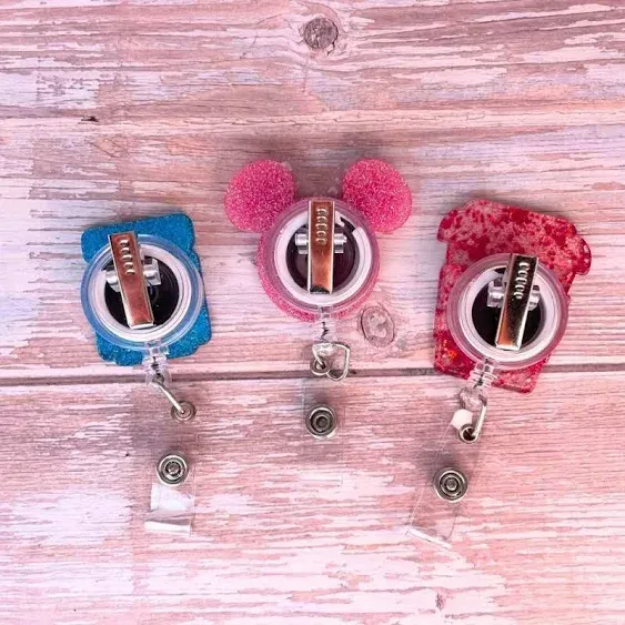 3 PC Nurse Badge Reel Cute Funny Pink Name Tag ID Clip Retractable Holder for Nurses Medical Assistant Accessories Pharmacy Nursing Student RN CNA ER Hospital Work Bulk Gifts Essentials