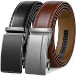 Mens Belt 2 Pack,Leather Ratchet Click Belt Dress with Slide Buckle 1 3/8&#034; in...