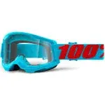 100% STRATA 2 MOTOCROSS MX BIKE MTB GOGGLES BLACK CLEAR / GOLD MIRROR LENS