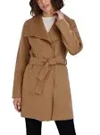 Tahari | Ella Tie Belt Wool Blend Coat in Camel at Nordstrom Rack | Realry