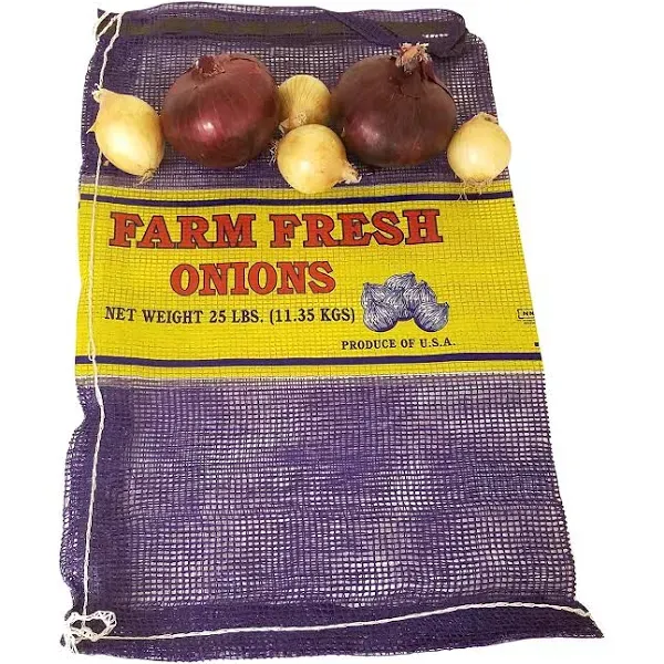 Garden Trends - Mesh Storage Bags - Reusable For Farm Fresh Onions 25lbs, Garlic, Potato, Vegetable With Drawstring - Citrus & Crawfish Design - Purple - 15"x25" - 100 Pcs