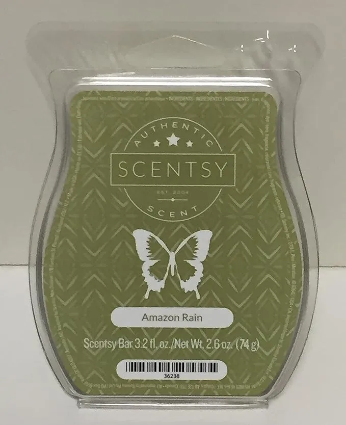 Scentsy, Amazon Rain, Wickless Candle Tart Warmer Wax 3.2 Oz Bar, 3-pack (3)