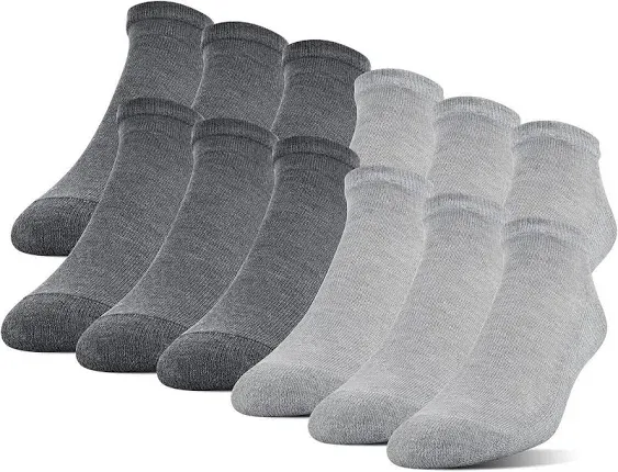 Gildan Men&#039;s Polyester Half Cushion No Show Socks, 12-pack