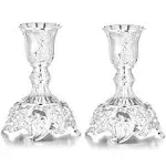 Silver Plated Candlestick Holders Set of 2 Taper Candle Holders Deluxe Ornate...