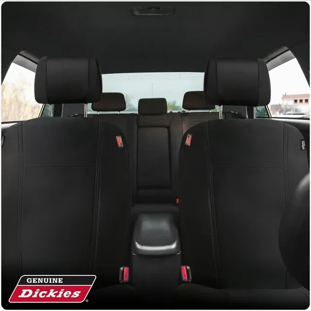 Genuine Dickies 2-Piece Black Puncture-Resistant Front Car, Truck, SUV Seat Covers, Protect from Pets, Universal Fit