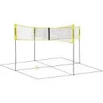 CROSSNET 4-Way Volleyball Net with Carrying Backpack & Ball - 4 Square Volleyball Game Set for Adults and Kids - Quick Assemble Outdoor Game - Backyard Yard Games