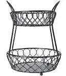 Gourmet Basics by Mikasa 2-Tier Lattice Countertop Basket, Black