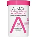 Almay Biodegradable Eye Makeup Remover Pads, Oil Free Micellar - 80 pads