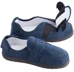 Miles Kimball Med Navy Blue Adjustable Memory Foam Slippers