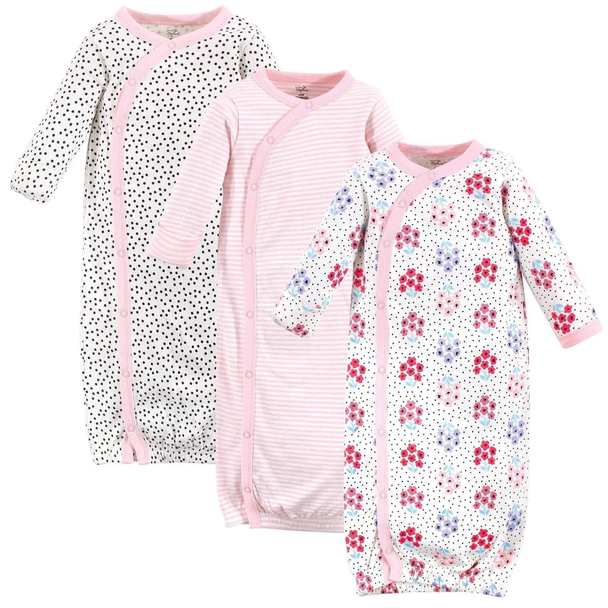 Touched by Nature Organic Cotton Kimono Gowns Floral Dot / Preemie