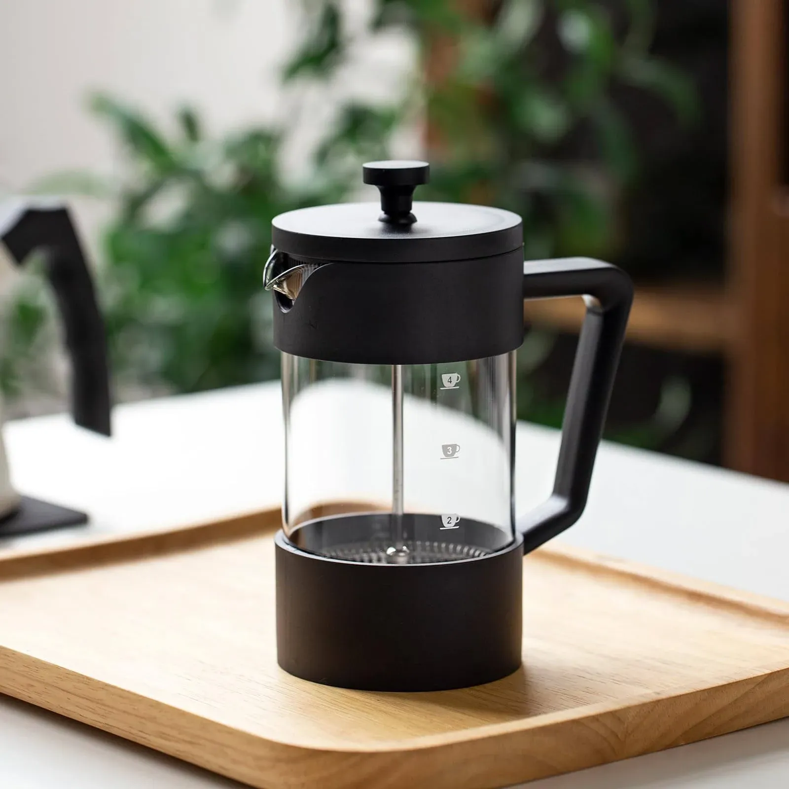 French Press Coffee Maker Stainless Steel/High Borosilicate Glass Coffee Pres...