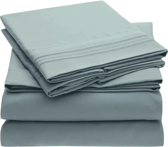 Mellanni Sheet Set Iconic Hotel Luxury Brushed Microfiber, Deep Pocket Sheet, 4 Piece Queen White