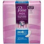 Poise Incontinence Pads &amp; Postpartum Incontinence Pads, 4 Drop Moderate Absorbency, Regular Length, 20 Count