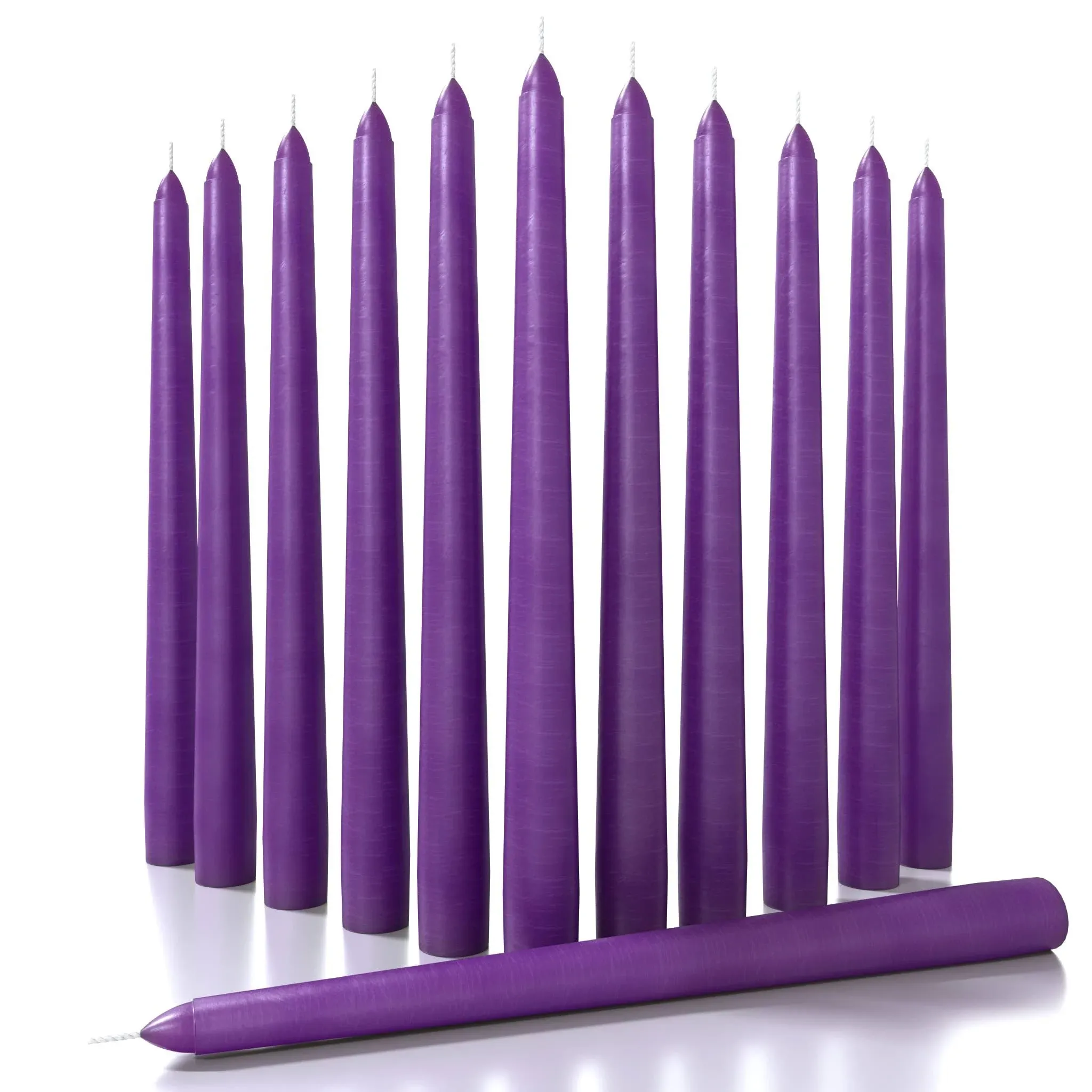 CANDWAX 10 inch Taper Candles Set of 12 - Dripless Taper Candles and Unscented Candlesticks - Perfect As Dinner Candles and Household Candles - Purpl