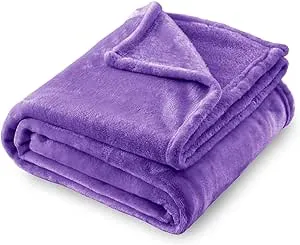 SOCHOW Flannel Fleece Blanket Throw Size All Season Lightweight Super Soft Cozy Blanket for Bed or Couch Purple 50x60 Inches