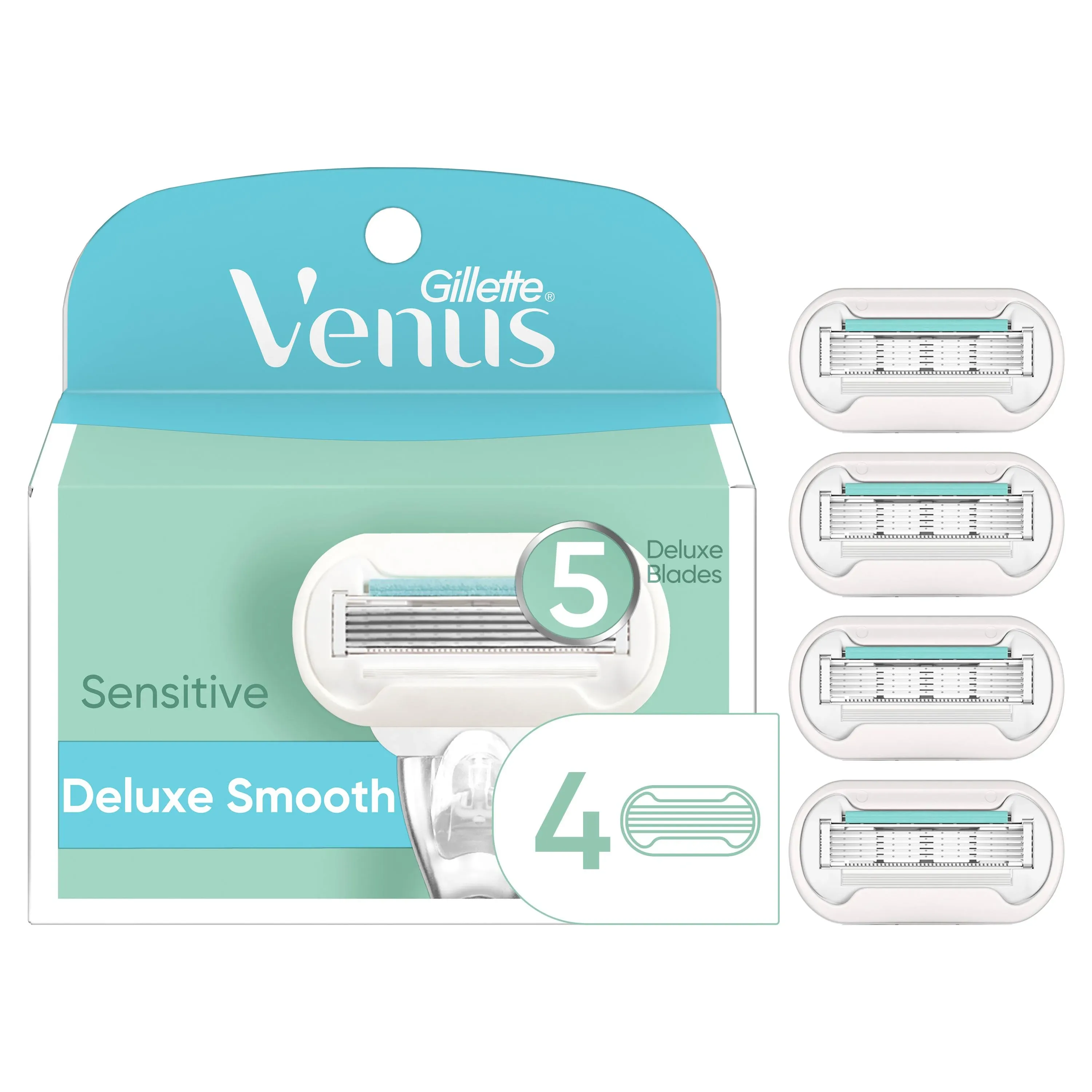 Venus Venus Cartridges, Sensitive, Deluxe Smooth, 5 Blades - 4 cartridges