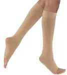 Truform Compression Stockings, 15-20 mmHg, Sheer, Knee High, Open Toe, Women's, Size: Large, Nude