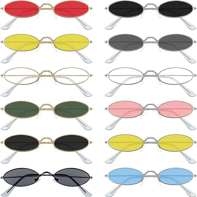 Vintage Oval Sunglasses Retro Metal Frame Glasses