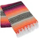 La Montana 10 Pack Mexican Blankets, 74 inch x 50 inch Yoga Blankets, Hot Pink/Orange/Tan, Size: 74 x 50