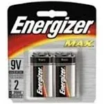 Max 9V Batteries (2-Pack), 9-Volt Alkaline Batteries