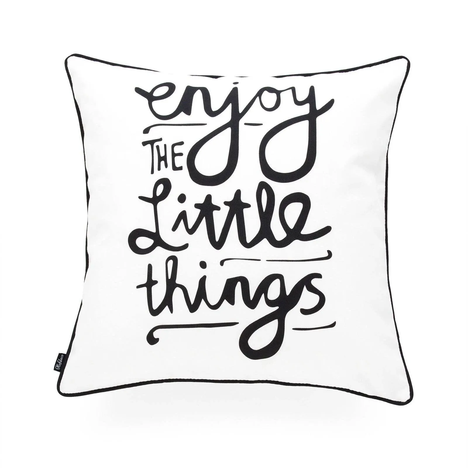 Hofdeco Decorative Outdoor Throw Pillow Cover Water Resistant Patio Garden Picnic Decor Spirit Quotes Enjoy Little Things